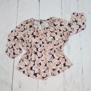 APT. 9 Black Pink/White Floral Blouse Top